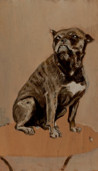 Touc, zittend op een tafel door Henri de Toulouse Lautrec