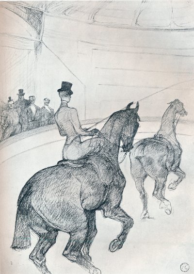 Truc-rijder die tandem rijdt door Henri de Toulouse Lautrec