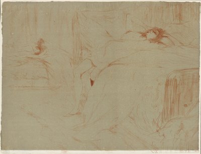 Vrouw liggend op haar rug, Lassitude, plaat tien uit Elles door Henri de Toulouse Lautrec