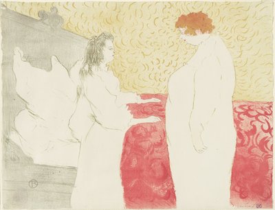 Vrouw in bed, profiel, opstaan, plaat acht uit Elles door Henri de Toulouse Lautrec