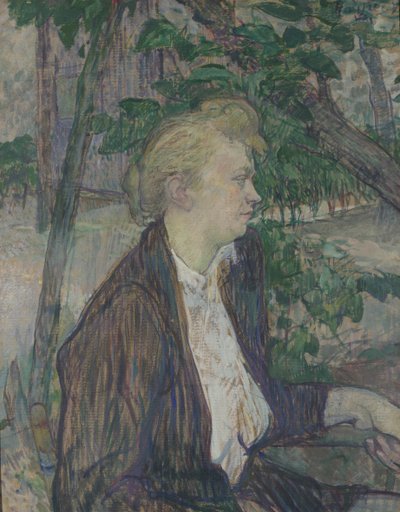Vrouw zittend in een tuin, 1891 door Henri de Toulouse Lautrec