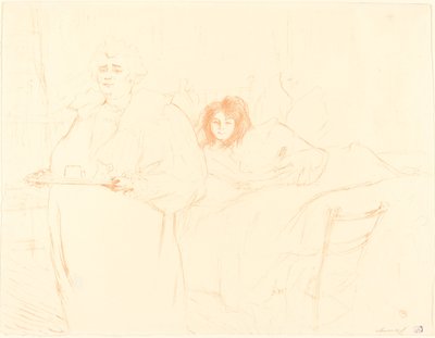 Vrouw met een dienblad door Henri de Toulouse Lautrec