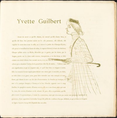 Yvette Guilbert door Henri de Toulouse Lautrec