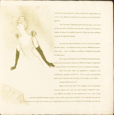 Yvette Guilbert door Henri de Toulouse Lautrec