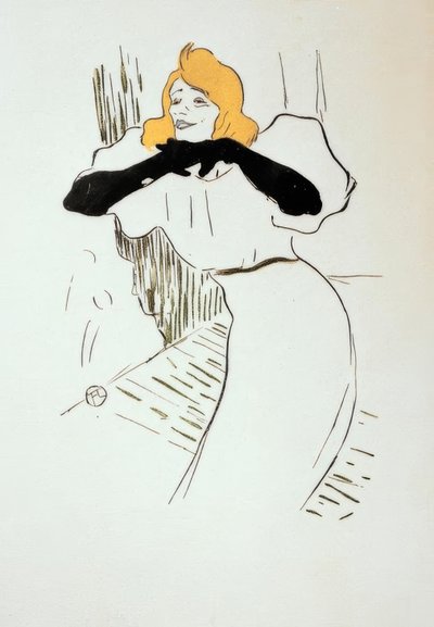 Yvette Guilbert in Linger longer loo door Henri de Toulouse Lautrec