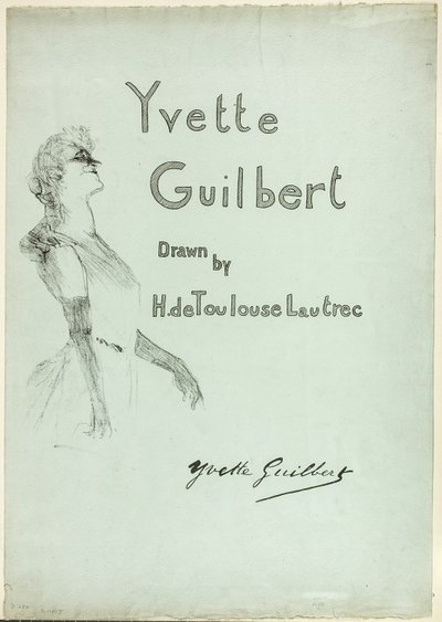 Yvette Guilbert op het podium, uit 