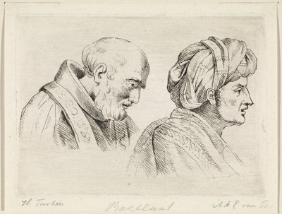 Geestelijke en een man met tulband door Henricus Turken