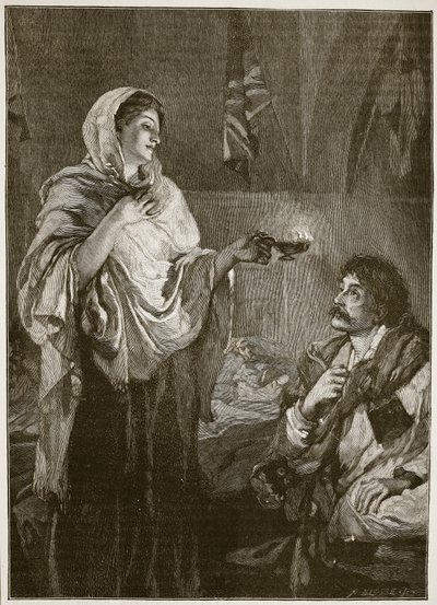 Florence Nightingale in het ziekenhuis van Scutari, illustratie uit 
