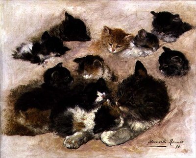 Studie van katten en kittens door Henriëtte Ronner Knip