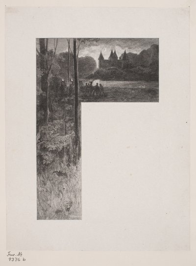 Deens: Illustratie voor Christian Winther, "De vlucht van het hert". door Henrik Bornemann