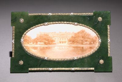 Ingelijste miniatuur van Hampton Court, firma Peter Carl Fabergé door Henrik Wigstrom