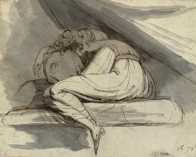 Zittende Vrouw, Opgerold, na 1778 door Henry  Fuseli