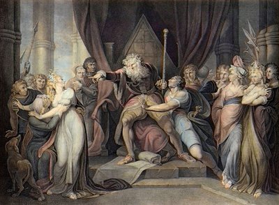 Shakespeare - King Lear - Act I Scene I. - King Lear Verwerpt Zijn Dochter Cordelia - gravure naar Henry Fuseli door Henry  Fuseli