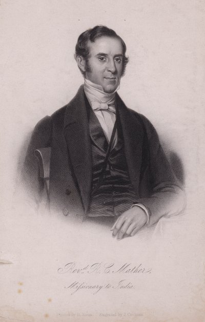 Henry Cotton Mather, Engelse christelijke missionaris in India (gravure) door Henry (after) Room