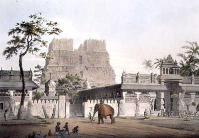 Pagode in Ramisseram, plaat IX (gravure) door Henry (after) Salt