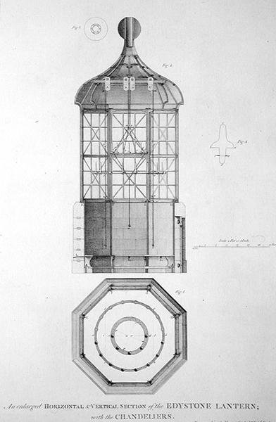 Edystone Lighthouse gegraveerd door Edward Rooker (c.1712-74) door Henry (after) Winstanley