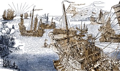 Het schip van Marco Polo door Henry (after) Yule
