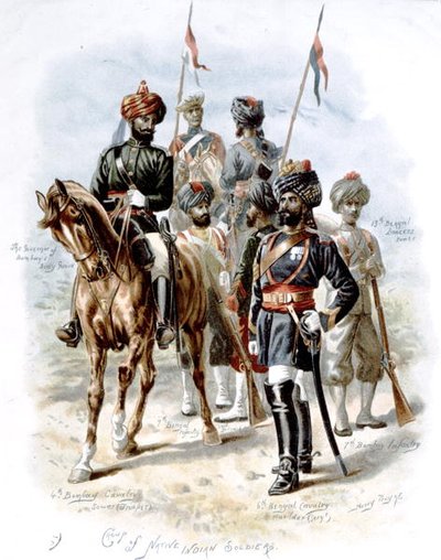 Groep inheemse Indiase soldaten, begin twintigste eeuw door Henry A. Payne
