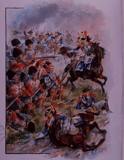 Hooglandsoldaten vormen een vierkant tegen Franse cavalerie bij Quatres Bras door Henry A. Payne