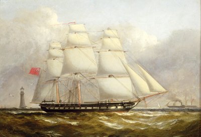 Een fregat voor de vuurtoren van Eddystone door Henry A. Luscombe