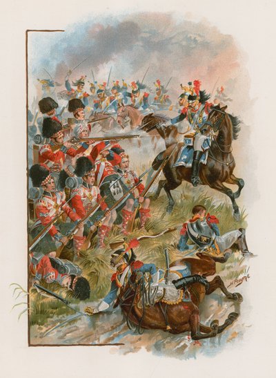 Plein van de 42e Highlanders aangevallen door Franse kurassiers bij Quatre Bras, 16 juni 1815 door Henry A. Payne
