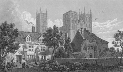 Kathedraal van Canterbury, Kent, ca. 1831 door Henry Adlard