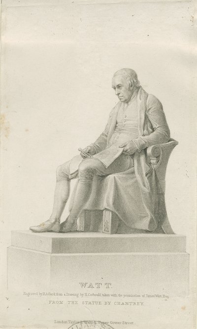Handsworth - Monument van James Watt: stipple gravure, nd [?19e eeuw] (prent) door Henry Adlard