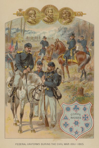 Federale uniformen van de Amerikaanse Burgeroorlog door Henry Alexander (after) Ogden