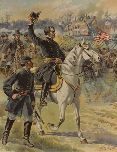 Generaal Hooker bij de Slag om Chancellorsville, Virginia, Amerikaanse Burgeroorlog, 3 mei 1863 door Henry Alexander (after) Ogden