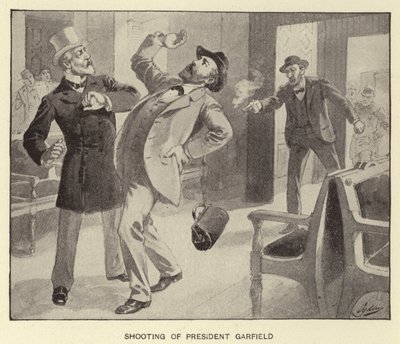 De moord op president Garfield door Henry Alexander (after) Ogden