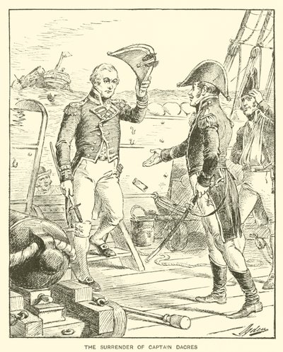 De overgave van kapitein Dacres (litho) door Henry Alexander (after) Ogden