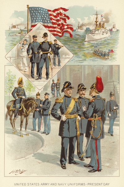 Uniformen van het Amerikaanse leger en de marine, Heden door Henry Alexander (after) Ogden