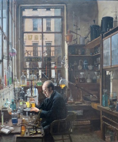 In het laboratorium door Henry Alexander, ca 1885-87 door Henry Alexander