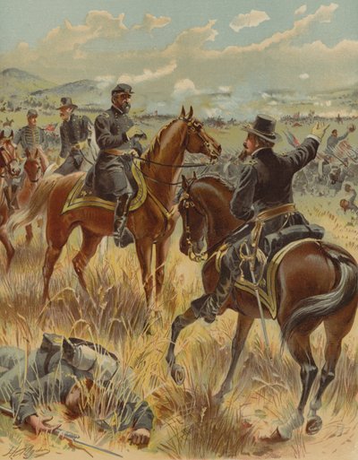 Generaal Meade bij de Slag om Gettysburg, Pennsylvania, Amerikaanse Burgeroorlog, 2 juli 1863 door Henry Alexander Ogden