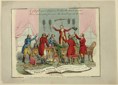 Plaat van illustraties tot populaire liedjes door Henry Alken