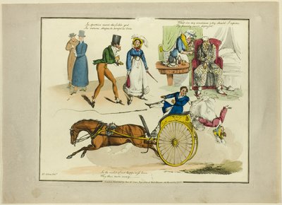 Plaat van illustraties tot populaire liedjes door Henry Alken