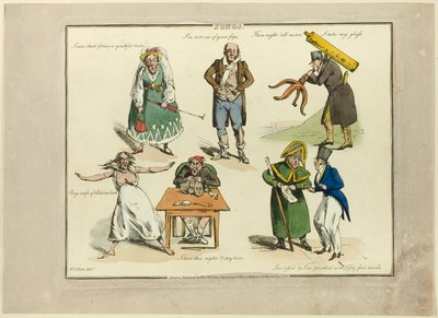 Plaat van illustraties tot populaire liedjes door Henry Alken