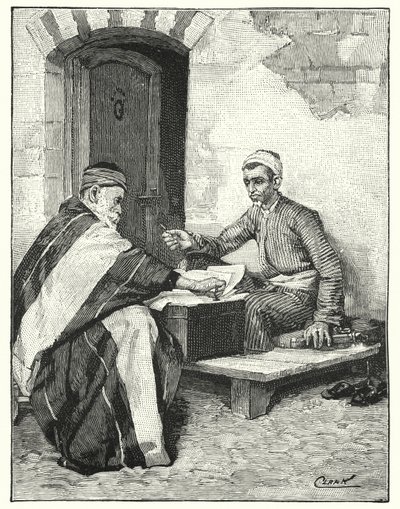Een oosterse schrijver die een brief verzegelt door Henry Andrew Harper