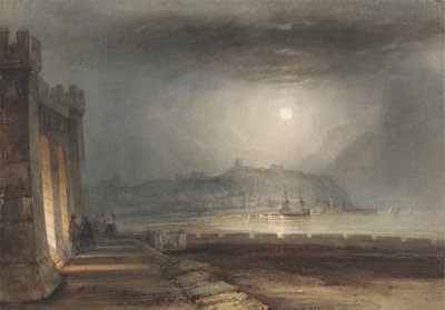 Haven van Scarborough, Yorkshire - Maanlicht door Henry Barlow Carter