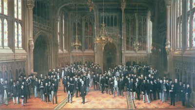 Ledenlobby, Houses of Parliament, 1872-73 door Henry Barraud