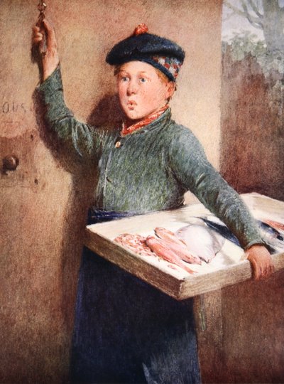 De roep van de visverkoper (aquarel op papier) door Henry Benjamin Roberts