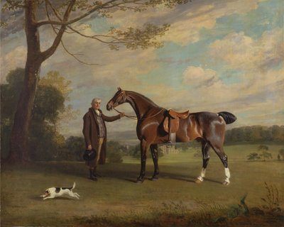 De stalknecht van de graaf van Shrewsbury die een jager vasthoudt door Henry Bernard Chalon