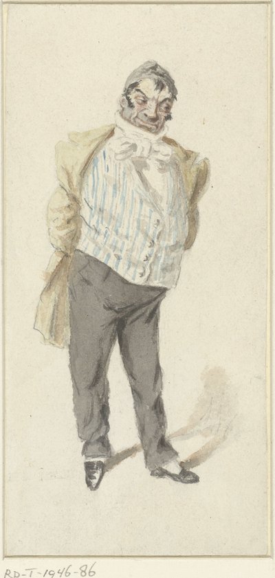 Karikatuur van een staande heer door Henry Bonaventure Monnier