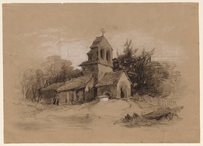 Kerk in een Landschap door Henry Bright