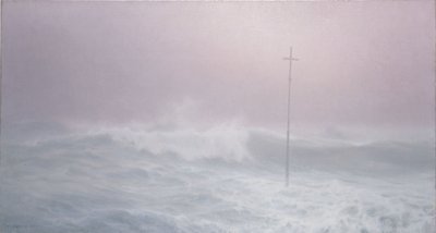 Het kruis in de mist, Bretagne door Henry Brokman Knudsen