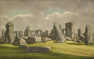 Stonehenge vanuit het W.Z.W., toont ruïnes met soldaat, 1824-1839 door Henry Browne