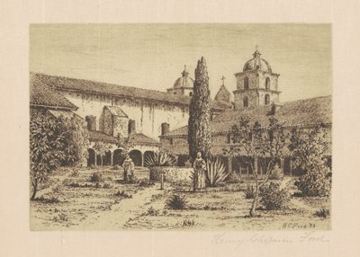 Tuin, Missie Santa Barbara, 1888 door Henry Chapman Ford