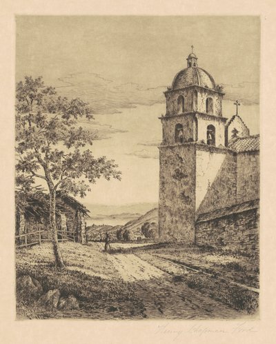 Missie Santa Barbara, kijkend naar het zuiden, 1888 door Henry Chapman Ford