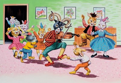 Een feestje bij het huis van Brer Rabbit door Henry Charles Fox