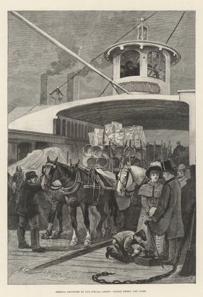Amerika herbezocht door Onze Speciale Kunstenaar, Fulton Ferry, New York door Henry Charles Seppings Wright